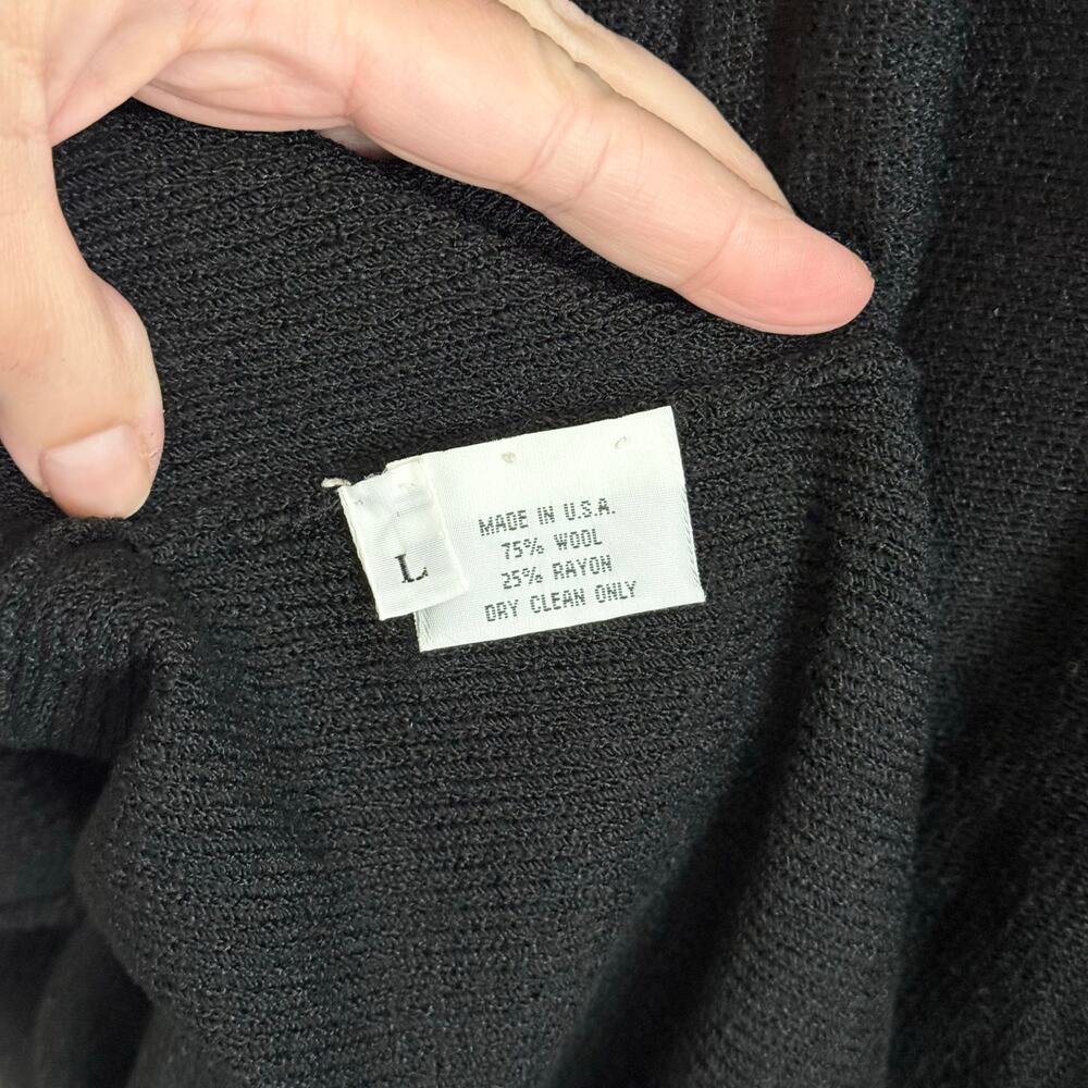 Vintage Steve 80s Fabrikant Wool Sweater Dress Large Black Colorful Retro Unique - Picture 9 of 9